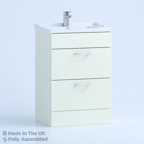 1000mm Traditional 2 Drawer Floor Standing Bathroom Vanity Basin Unit (Fully Assembled) - Vivo Gloss Ivory