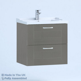 1000mm Traditional 2 Drawer Wall Hung Bathroom Vanity Basin Unit (Fully Assembled) - Cambridge Solid Wood Dust Grey