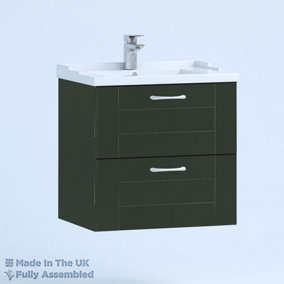 1000mm Traditional 2 Drawer Wall Hung Bathroom Vanity Basin Unit (Fully Assembled) - Cambridge Solid Wood Fir Green