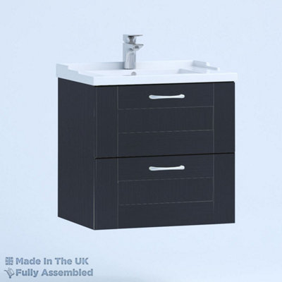 1000mm Traditional 2 Drawer Wall Hung Bathroom Vanity Basin Unit (Fully Assembled) - Cambridge Solid Wood Indigo Price Comparisons | Compare The Build