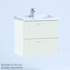 1000mm Traditional 2 Drawer Wall Hung Bathroom Vanity Basin Unit (Fully Assembled) - Cambridge Solid Wood Ivory