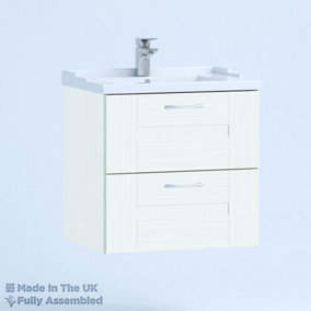1000mm Traditional 2 Drawer Wall Hung Bathroom Vanity Basin Unit (Fully Assembled) - Cartmel Woodgrain Ivory