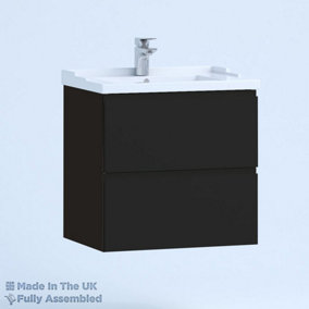 1000mm Traditional 2 Drawer Wall Hung Bathroom Vanity Basin Unit (Fully Assembled) - Lucente Gloss Anthracite