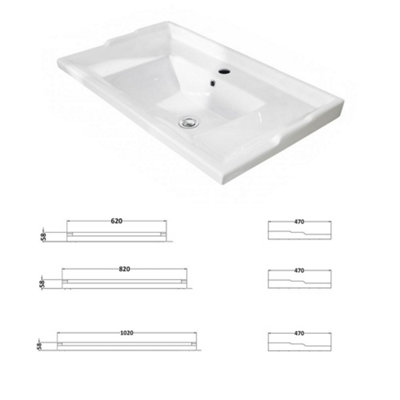 1000mm Traditional 2 Drawer Wall Hung Bathroom Vanity Basin Unit (Fully Assembled) - Lucente Gloss White