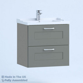 1000mm Traditional 2 Drawer Wall Hung Bathroom Vanity Basin Unit (Fully Assembled) - Oxford Matt Dust Grey