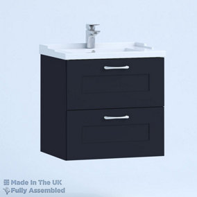 1000mm Traditional 2 Drawer Wall Hung Bathroom Vanity Basin Unit (Fully Assembled) - Oxford Matt Indigo