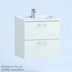 1000mm Traditional 2 Drawer Wall Hung Bathroom Vanity Basin Unit (Fully Assembled) - Vivo Gloss Ivory