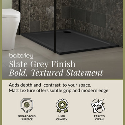 1000mm x 700mm Premium Rectangular Shower Tray - Slate Grey - 3