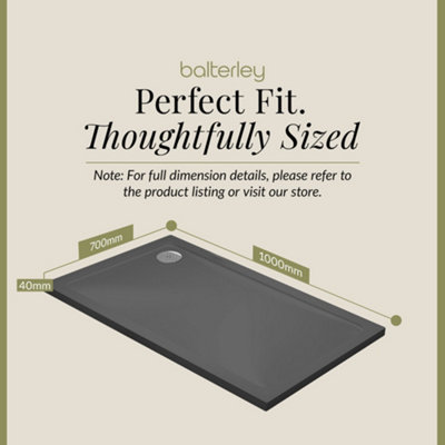 1000mm x 700mm Premium Rectangular Shower Tray - Slate Grey - 4