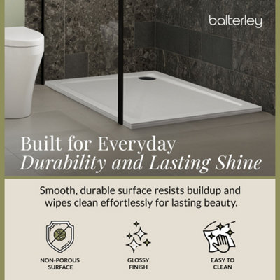 1000mm x 700mm Premium Rectangular Shower Tray - White - 3
