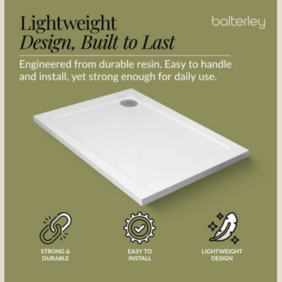 1000mm x 760mm Premium Rectangular Shower Tray - White - 3