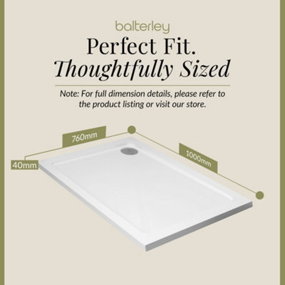 1000mm x 760mm Premium Rectangular Shower Tray - White - 5