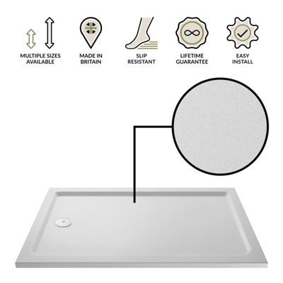 1000mm x 760mm Premium Slip Resistant Rectangular Shower Tray - White - 3