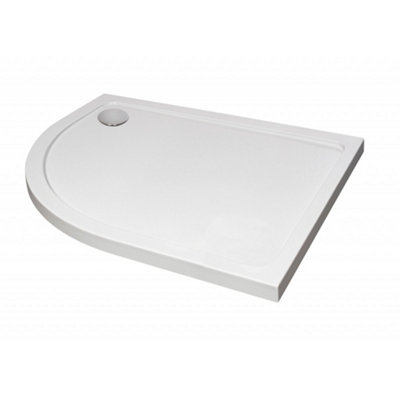 1000mm x 800mm OFFSET Quadrant Shower Tray - LEFT- STONE RESIN - With FREE Fast Flow Waste