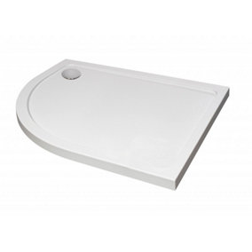 1000mm x 800mm OFFSET Quadrant Shower Tray - LEFT- STONE RESIN - With FREE Fast Flow Waste