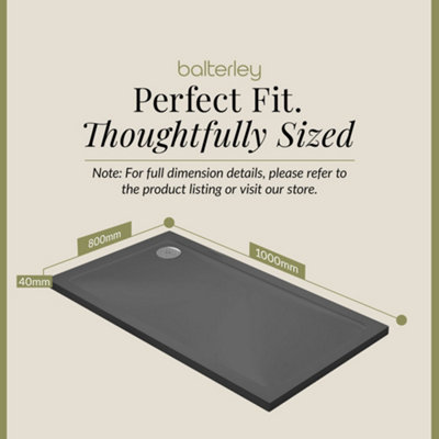 1000mm x 800mm Premium Rectangular Shower Tray - Slate Grey - 4