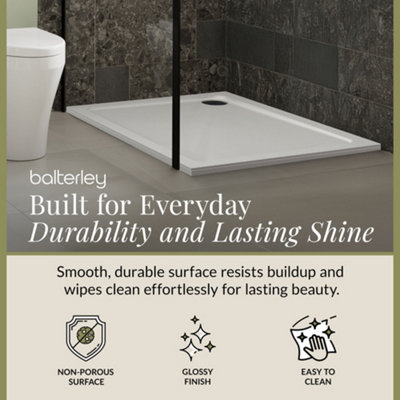 1000mm x 800mm Premium Rectangular Shower Tray - White - 3