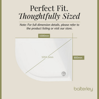 1000mm x 800mm Premium Shower Tray - Left Hand Offset Quadrant  - White - 4