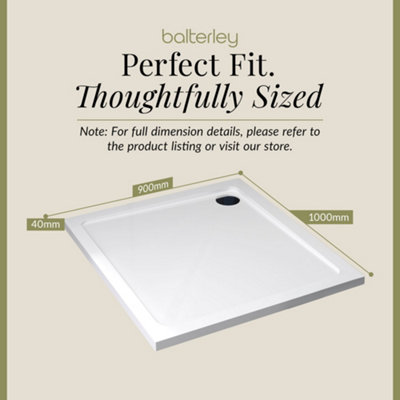 1000mm x 900mm Premium Rectangular Shower Tray - White - 5