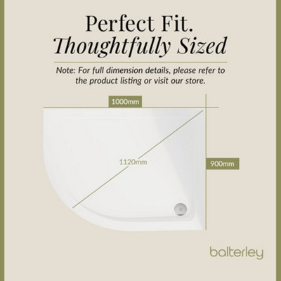 1000mm x 900mm Premium Shower Tray - Left Hand Offset Quadrant - White - 3