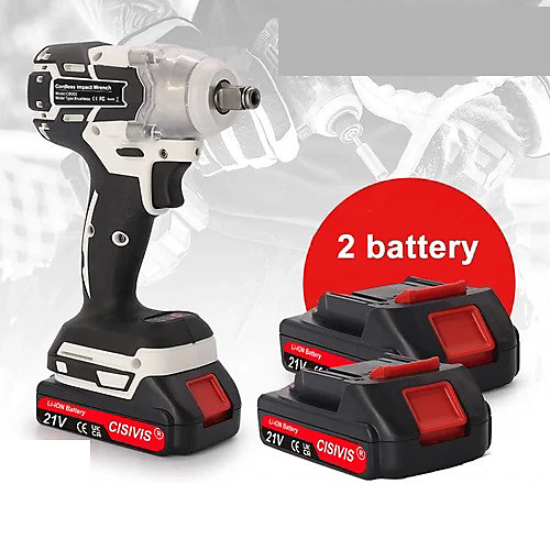 Cordless Electric Impact Wrench Gun 1/2'' High Power Driver with 2Li-ion Battery Cordless Electric Impact Wrench Gun 1/2'' High Power Driver with 2Li-ion Battery