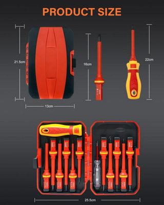 1000V Insulated Electrician's Screwdriver Set, 13 Piece Professional ...