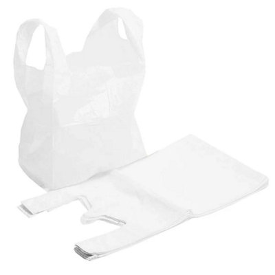 500 Blue Vest Style Polythene Carrier Bags - 11x17x21 Inches, 18 Micron, Reusable For Retail & Market Stall