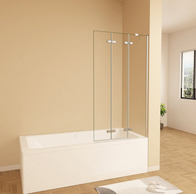 1000x1400mm 3 Fold Folding Hinge 6mm Glass Bathroom Shower Bath Screen ...