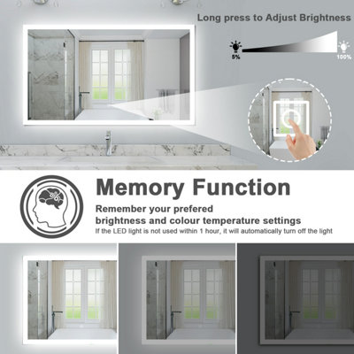 1000x600mm Bathroom 3 Colors Dimmable LED Mirror with Anti-fog IP44 ...