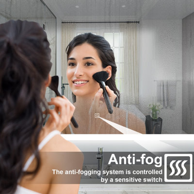 1000x600mm Bathroom 3 Colors Dimmable LED Mirror with Anti-fog IP44 ...