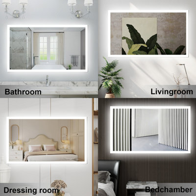 1000x600mm Bathroom 3 Colors Dimmable LED Mirror with Anti-fog IP44 ...