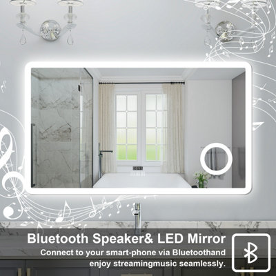 1000x600mm Bathroom 3 Colors Dimmable LED Mirror with Bluetooth Shaver ...