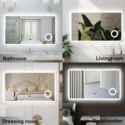 1000x600mm Bathroom 3 Colors Dimmable LED Mirror with Bluetooth Shaver ...