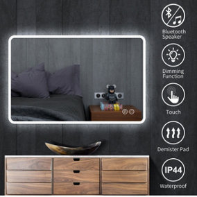 1000x700mm Bathroom Mirror with LED Light/Bluetooth/Touch Sensor/Dimming/Demister pad
