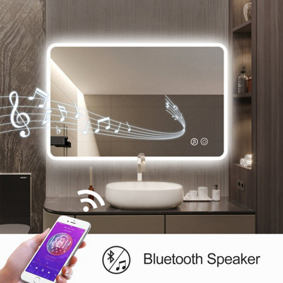 1000x700mm Bathroom Mirror with LED Light/Bluetooth/Touch Sensor/Dimming/Demister pad