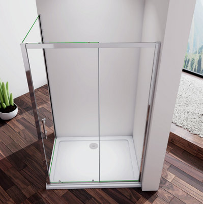 ELEGANT 1000mm Black Frame Sliding Shower Door Enclosure 6mm Tempered