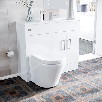 Nes Home James 1000mm White Slimline VanityBasin Wc Unit & Btw Rimless Toilet from B&Q