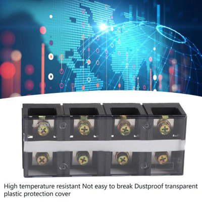 100A 600V TC Fixed Terminal Strip,Dual Row Screw Block for Distribution Systems-1pc Red Copper