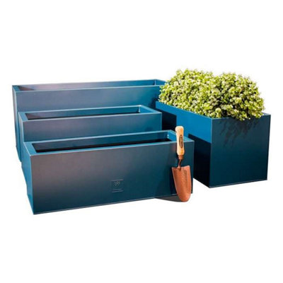 100cm Aluzinc Teal Trough Planter - By Primrose™