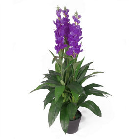 100cm Artificial Cymbidium Orchid Plant - Extra Large - Purple Flowers