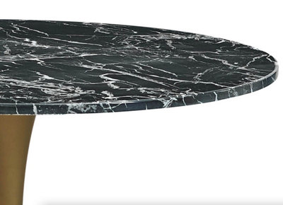 100cm Black Round Marble Dining Table with Golden Metal Tulip Legs, suitable for 4 seaters