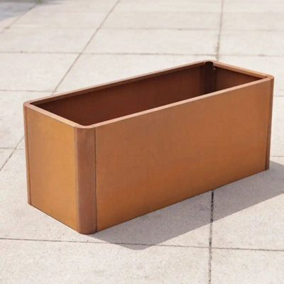 100cm Corten Steel Trough Planter with Rounded Corners