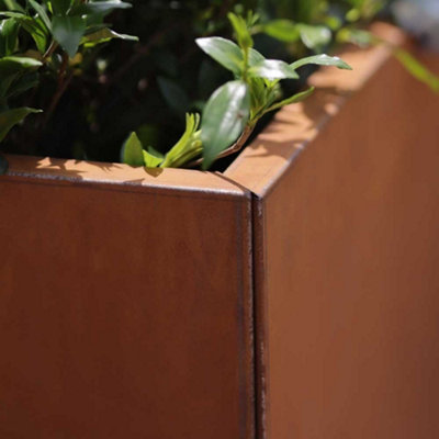 100cm Corten Steel Trough Planter with Rounded Corners