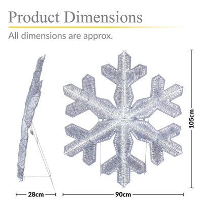 100cm Giant Outdoor Twinkling LED Snowflake Light with 180 LEDs