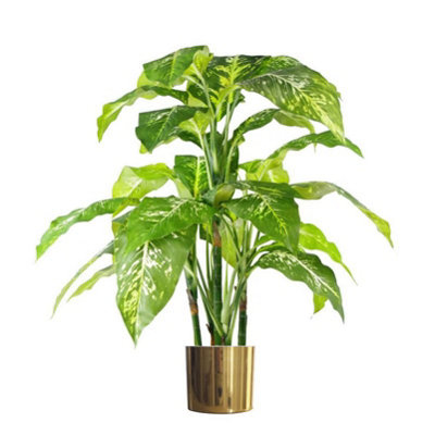 100cm Large Fox's Aglaonema Realistic Tree Artificial Plant with Gold ...