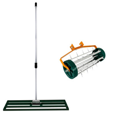 100cm Lawn Leveller and Aerator in Green