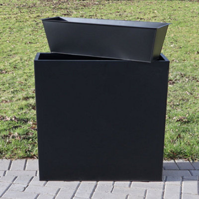 100cm Long Zinc Matte Black 80cm Tall Trough Planter