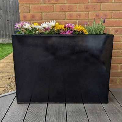 100cm Long Zinc Platinum Black 80cm Tall Trough Planter