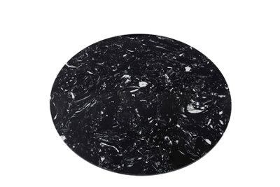 100cm Pantheon Black Marble Round Dining Table with Black Leg Bistro