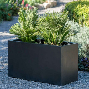 100cm Polystone Large Black Trough Planter
